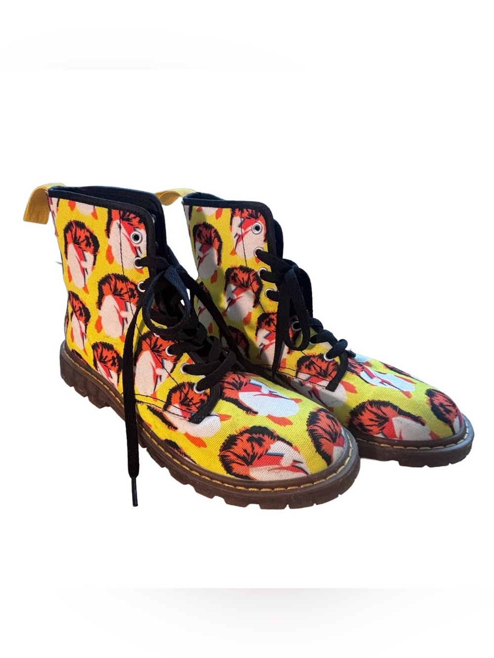David Bowie Canvas Doc Marten like Lace-Up Boots for Women